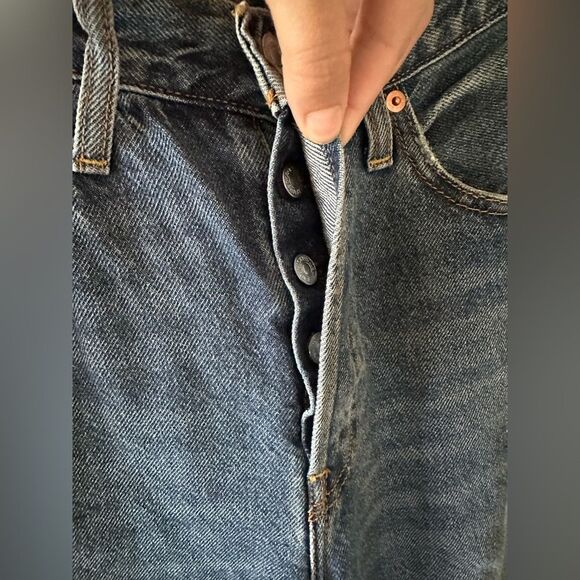 Levi’s Ribcage Straight Ankle Jeans Distressed Knees High Waist Denim Size 28 - Picture 5 of 8